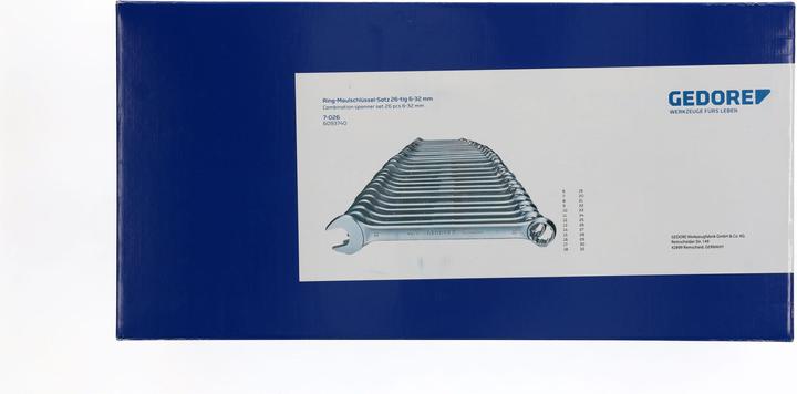 Actual product image Gedore 7-026 Combination spanner set 26 pieces UD profile 6-32 mm (32 mm, 18 mm, 11 mm, 13 mm, 17 mm, 8 mm, 20 mm, 15 mm, 30 mm, 16 mm, 12 mm, 29 mm, 14 mm, 6 mm, 21 mm, 27 mm, 28 mm, 7 mm, 19 mm, 10 mm, 23 mm, 9 mm, 24 mm, 31 mm, 25 mm, 26 mm, 22 mm)