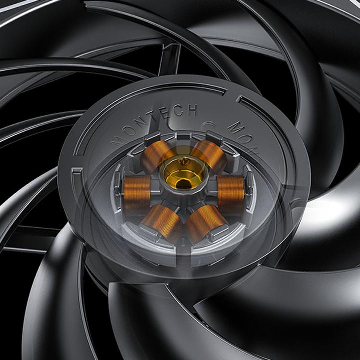 Actual product image Montech Metal120 PWM fan - 120 mm, black (120 mm, 1 x)