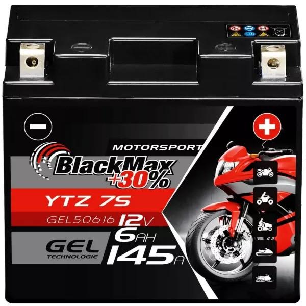 Produktbild BlackMax YTZ-7S Motorradbatterie Gel CTZ-7S/GTZ-7S (DIN 50616) (12 V, 6 Ah, 145 A)