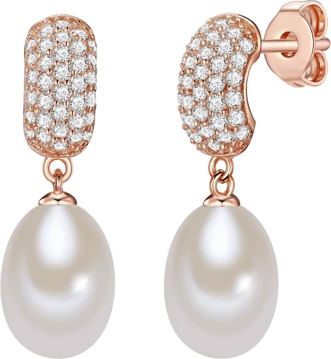Immagine prodotto Valero Pearls Donna Argento Cubic Zirconia Perla d'acqua dolce coltivata Oro rosa - 10894 (Argento)