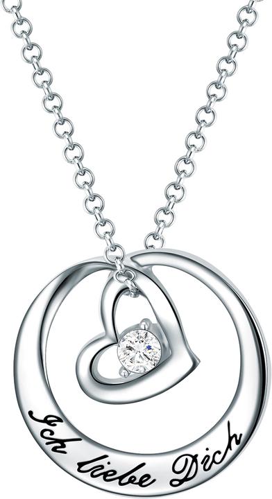 Immagine prodotto Rafaela Donata Cuore da donna in ottone vetro cristallo argento 42,0 cm di catena base + 5,0 cm di prolunga - 10890 (Ottone, 42 - 47 cm)
