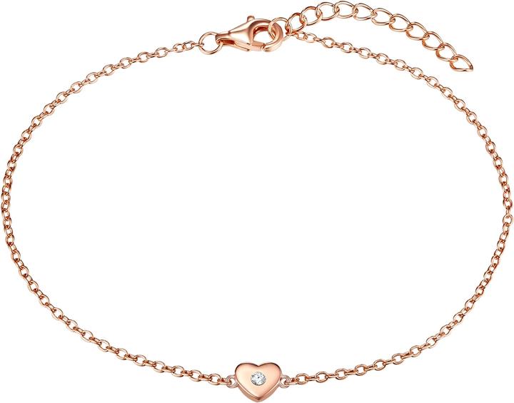Actual product image Rafaela Donata Ladies heart sterling silver zirconia rose gold 19.0 cm base length + 3.0 cm extension - 11378 (19 cm, Sterling Silver)