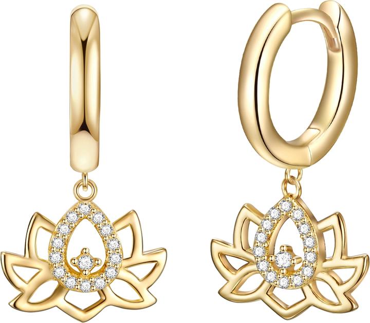 Actual product image Rafaela Donata Ladies Lotus flower sterling silver cubic zirconia yellow gold 50.0 cm base chain + 7.0 cm (Sterling Silver)