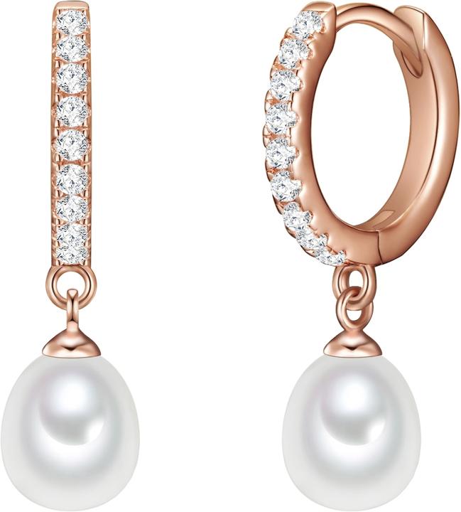 Immagine prodotto Valero Pearls Donna Argento Cubic Zirconia Perla d'acqua dolce coltivata Oro rosa - 11878 (Argento)