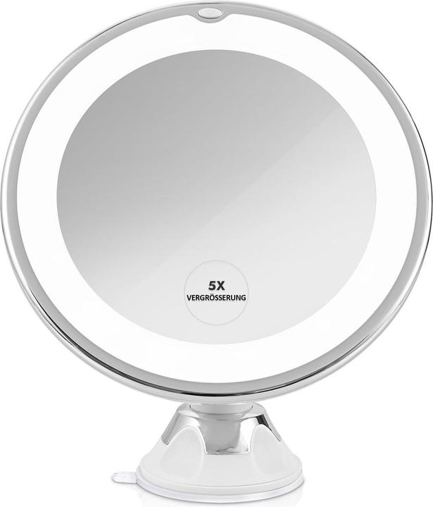 Emke Kosmetikspiegel Mit Beleuchtung 5x VergrössErung, Starker Saugnapf, Blendfreier Led Licht, 175mm