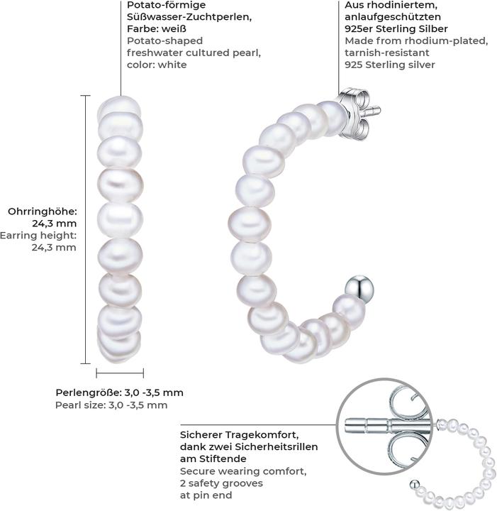 Immagine prodotto Valero Pearls Perle d'acqua dolce d'argento da donna - 15048 (Argento 925)