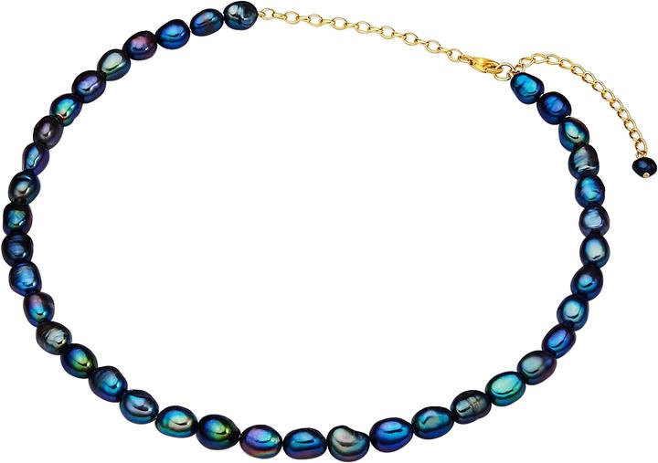 Immagine prodotto Valero Pearls Catena da donna in argento Sterling con perle d'acqua dolce coltivate in oro giallo 40,0 cm + 5,0 (Argento, 40 - 45 cm)