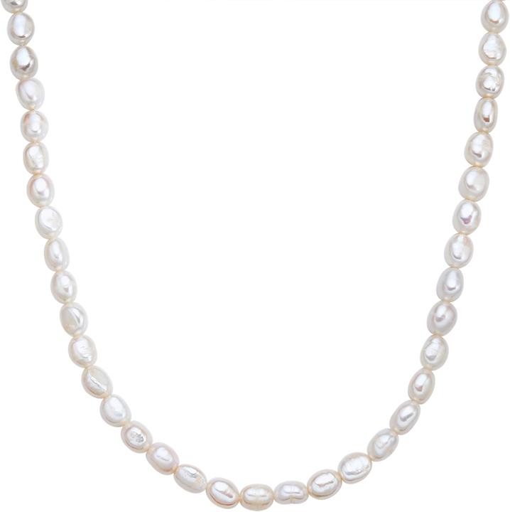 Valero Pearls Damen Sterling Silber Süsswasser-Zuchtperlen Gelbgold 40,0 cm Grundkette + 5,0 cm Verlängerungskette (Sterling Silber, 40 - 45 cm)