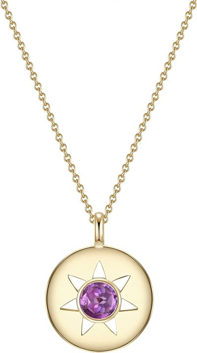 Glanzstücke München Damen Sonne Sterling Silber Amethyst gelbgold 40,0 cm Basiskette + 5,0 cm Verlängerung - 11784 (Sterling Silber, 40 - 45 cm)
