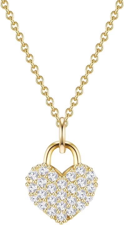 Immagine prodotto Glanzstücke München Catena da donna con cuore in argento sterling e zirconi in oro giallo 40,0 cm di base + 5,0 cm di (Argento, 40 - 45 cm)