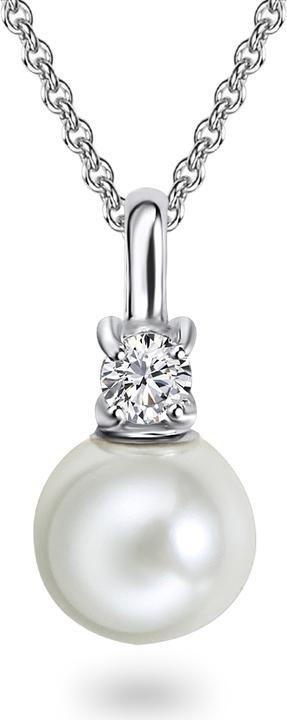 Rafaela Donata Damen Sterling Silber Zirkonia Perle (synth.) silber 42,0 cm Basiskette + 5,0 cm Verlängerung - 754 (Sterling Silber, 42 - 47 cm)