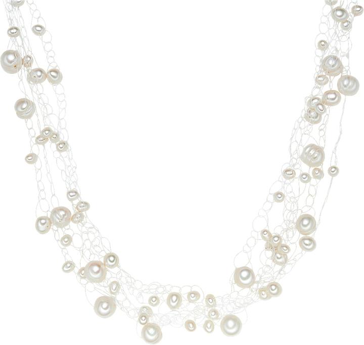Valero Pearls Damen Sterling Silber Süsswasser-Zuchtperle silber 42,0 cm Basiskette + 5,0 cm Verlängerung - 2882 (Sterling Silber, 42 - 47 cm)