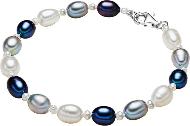 Valero Pearls Damen Sterling Silber Süsswasser-Zuchtperle silber 19,0 cm - 2958 (19 cm, Sterling Silber)