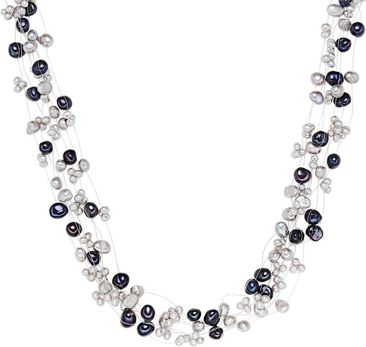 Valero Pearls Damen Sterling Silber Süsswasser-Zuchtperle silber 43,0 cm Basiskette + 5,0 cm Verlängerung - 3070 (Sterling Silber, 43 - 48 cm)