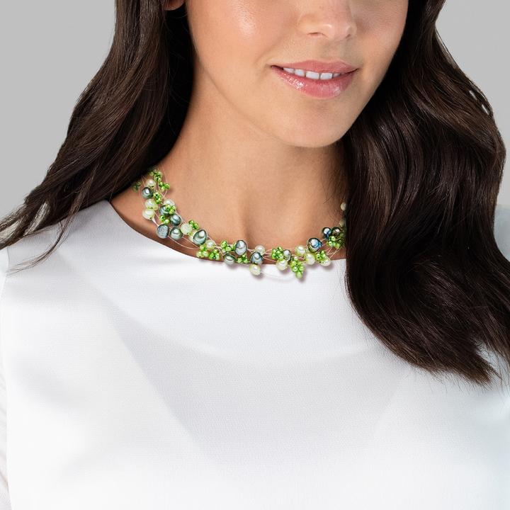 Immagine prodotto Valero Pearls Catena da donna in argento con perle d'acqua dolce 43,0 cm di base + 5,0 cm di estensione - 3076 (Argento, 43 - 48 cm)