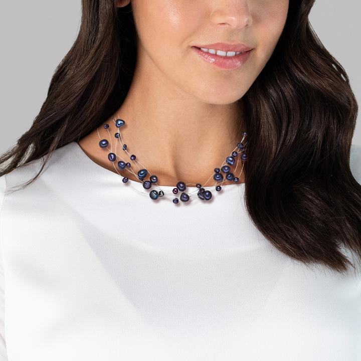 Immagine prodotto Valero Pearls Catena da donna in argento con perle d'acqua dolce 43,0 cm di base + 5,0 cm di estensione - 3180 (Argento, 43 - 48 cm)