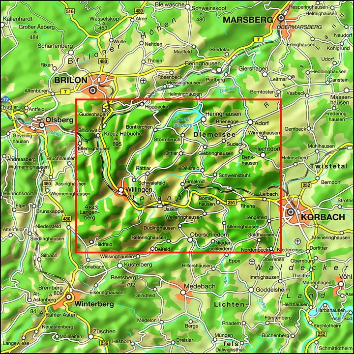 Produktbild Wanderkarte Uplandsteig & Diemelsteig verbinden