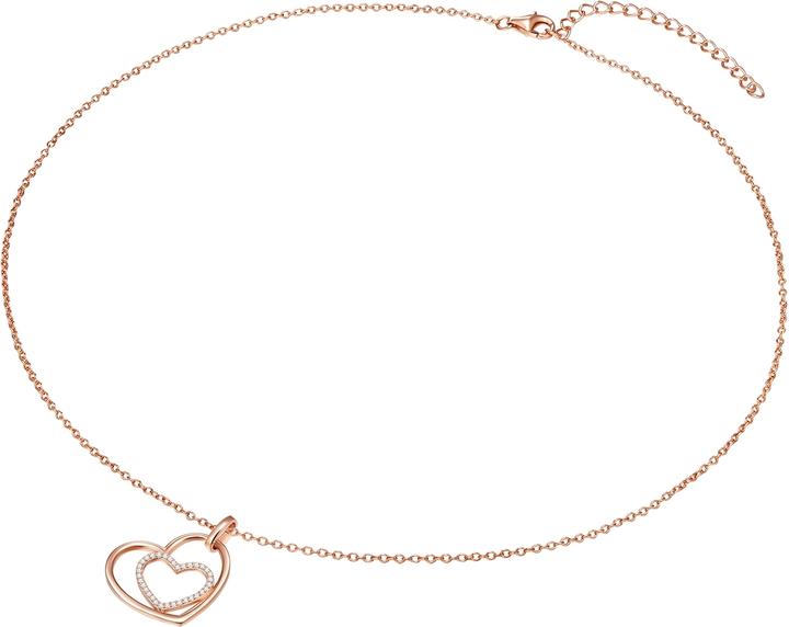 Actual product image Rafaela Donata Ladies heart sterling silver cubic zirconia rose gold 42.0 cm base chain + 5.0 cm extension - 9864 (Sterling Silver, 42 - 47 cm)