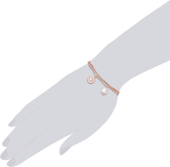 Immagine prodotto Valero Pearls Acciaio inossidabile da donna con perle d'acqua dolce coltivate in oro rosa 17,0 cm di lunghezza (17 cm, Acciaio inossidabile)