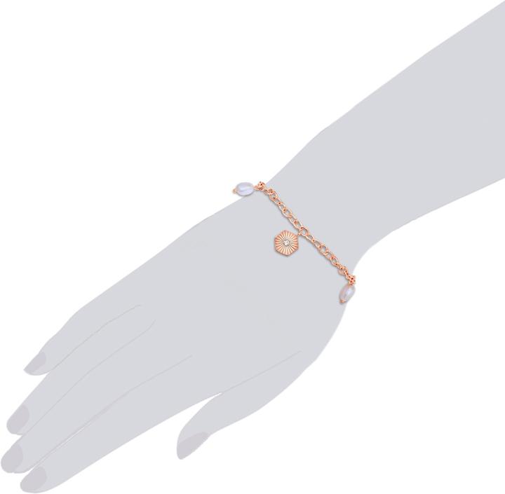 Actual product image Valero Pearls Ladies Stainless Steel Preciosa Freshwater Cultured Pearl Rose Gold 17.0 cm Basic Length + 3.0 cm (17 cm, Stainless steel)