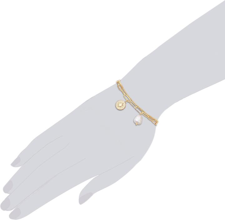 Image du produit Valero Pearls Femme Acier inoxydable Perle d'eau douce de culture or jaune 17,0 cm Longueur de base + 3,0 cm (17 cm, Acier inoxydable)