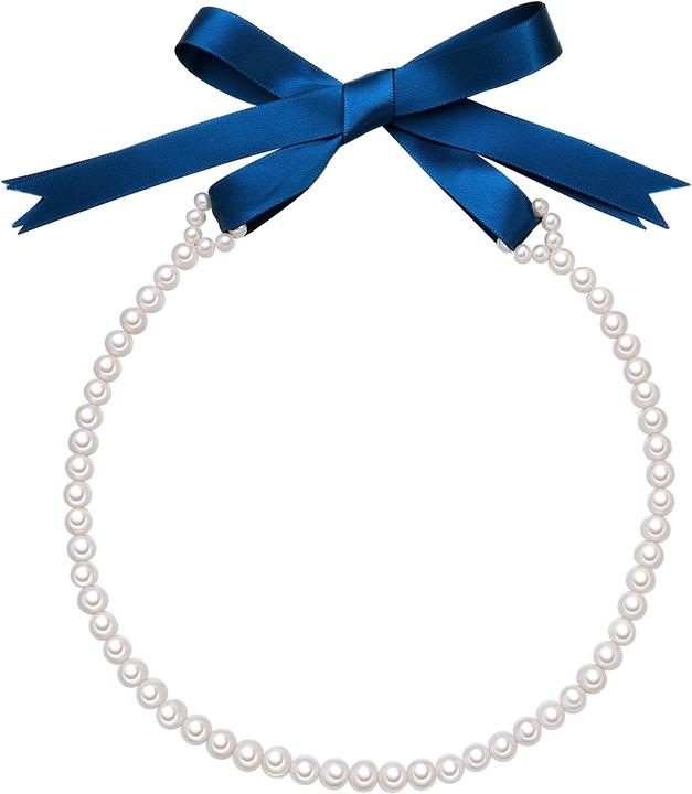 Valero Pearls Damen Satin Süsswasser-Zuchtperlen dunkelblau 45,0 cm - 24385 (Satin, 45 cm)
