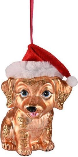 Produktbild CreaDiva Weihnachtskugel - Hänger Hund mit Weihnachtsmütze, braun (1 -teilig)