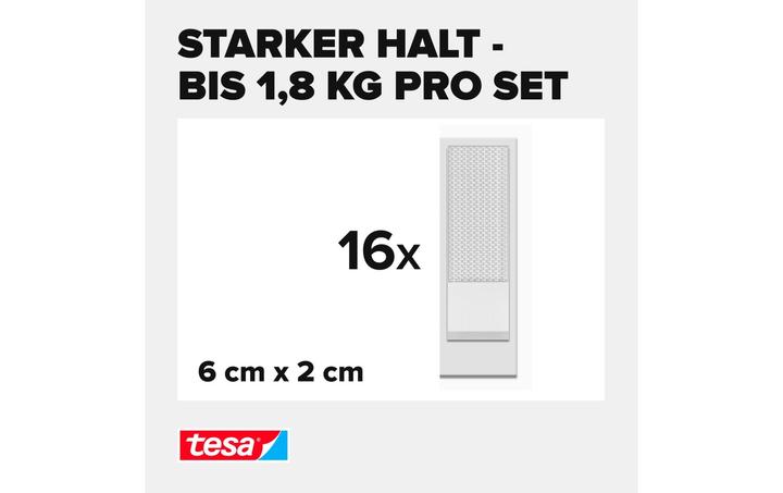 Energie-Label tesa Powerstrips CLICK - Klett-Klebepads - Bilder aufhängen ohne Bohren - Small 1,8kg - 16 x 2 Stück (1.80 kg)