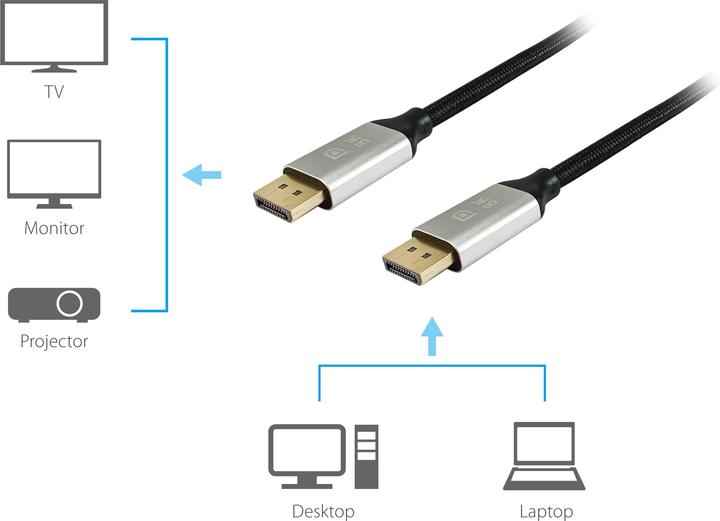Produktbild equip DisplayPort 1.4 St/St 10m 8K/60Hz komp.HDCP Prem. gr (10 m, DisplayPort)