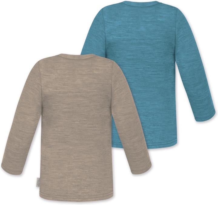 Produktbild Normani 2er Pack Baby Merino Longsleeve „Taupo" - 9473 (74, 80)
