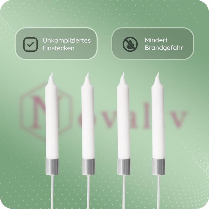 Produktbild Novaliv 12x Stabkerzenhalter silber I Kerzenpick 10 x 2,5 cm Kerzenpin Adventskranzdekoration I