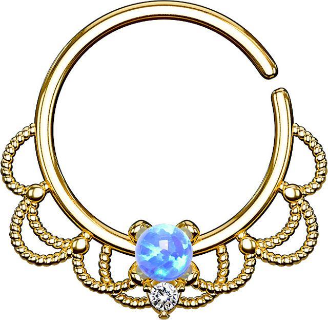Immagine prodotto Star Piercing Anello per il setto nasale in filigrana placcata oro 18 carati con opale blu (Ottone)
