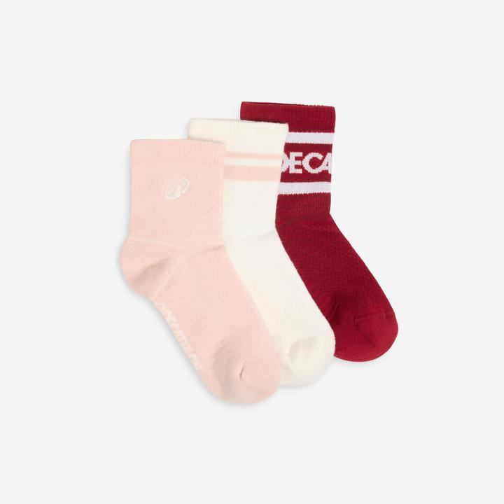 Decathlon Socken Low 3er-Pack - rosa/weiss