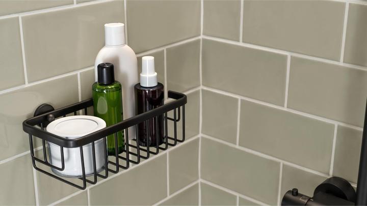 Actual product image tesa MOON BLACK shower tray incl. adhesive solution without drilling (9 x 13 x 29 cm)