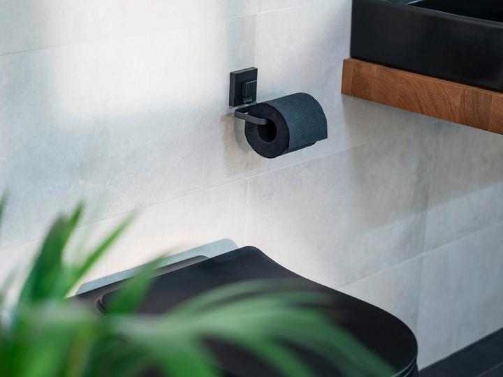 Actual product image Wenko Vacuum-Loc® Toilettenpapierhalter Mod. Quadro Schwarz Befestigen ohne Bohren
