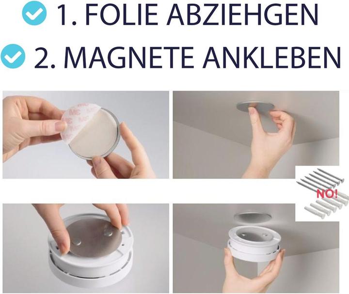 Produktbild König Design Rauchmelder Magnethalter Ø40 - Ø70 mm Feuermelder Befestigung Halterung Klebepad (1 x)