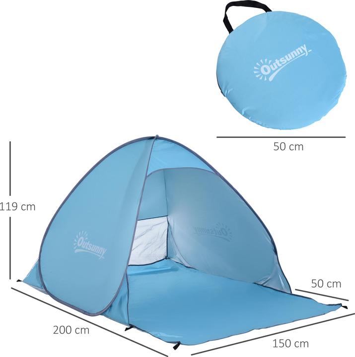 Produktbild Outsunny Pop-Up Zelt für 2 Personen (Wurfzelt, 0.80 kg, 2 Personen)