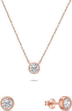 Brilio Modern Bronze Jewelry Set with Zircons SET220R (Earrings, Necklace)