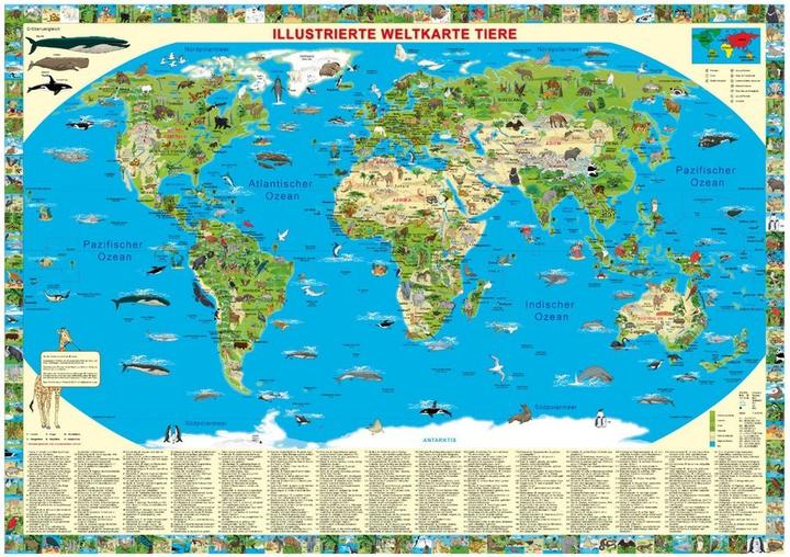 Produktbild Illustrierte Weltkarte Tiere, Posterkar