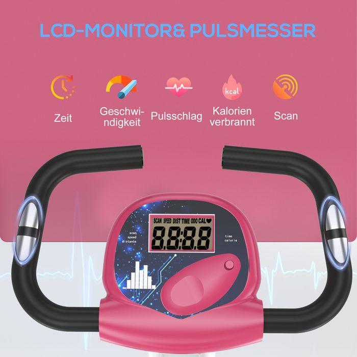 Produktbild Swisshandel24 Heimtrainer F-Bike, 8-stufiger Magnetwiderstand, Rosa-Weiss 43x97x109 cm