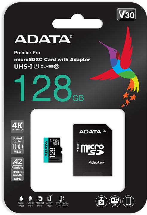 Actual product image Adata Premier Pro Incl. adapter (128 GB, microSDHC, U3, UHS-I)
