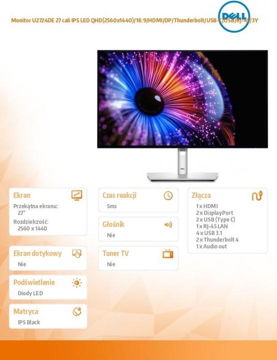 Image du produit Dell UltraSharp U2724DE (2560 x 1440 pixels, 27")