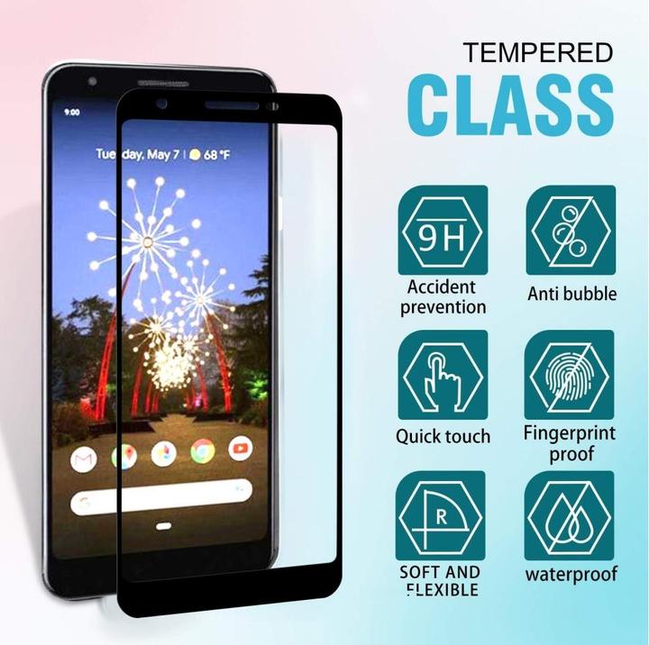 Actual product image Screenguard Google Pixel 3a Full Screen Protective Glass Film 2.5D 9H (1 Piece, Google Pixel 3a)
