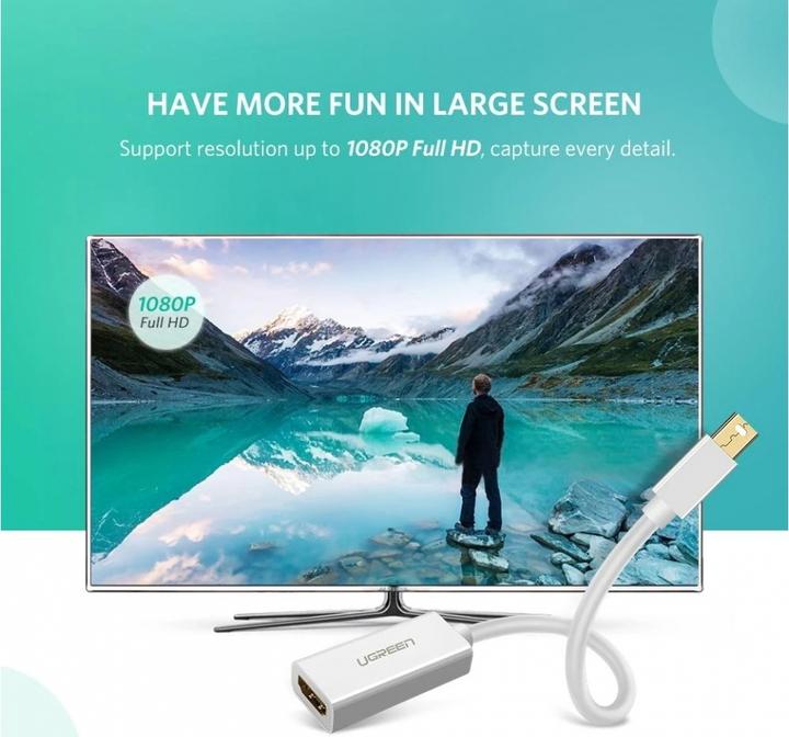 Produktbild Ugreen Mini Display Port zu HDMI Adapter Konverter 1080P (Mini DP, HDMI, 25 cm)