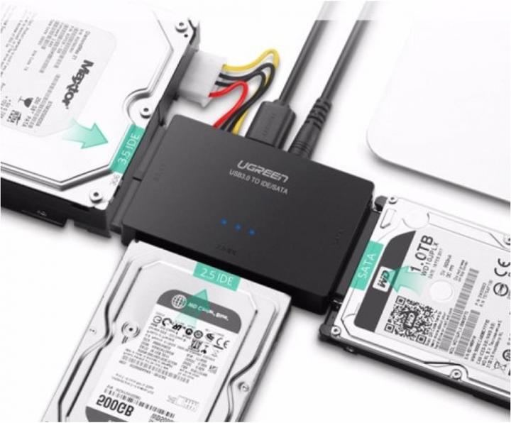 Produktbild Ugreen SATA IDE auf USB 3.0 Adapter für 2.5" 3.5" SATA SSD HDD an USB 3.0 (1 m)