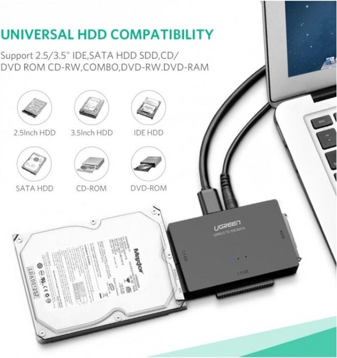 Produktbild Ugreen SATA IDE auf USB 3.0 Adapter für 2.5" 3.5" SATA SSD HDD an USB 3.0 (1 m)