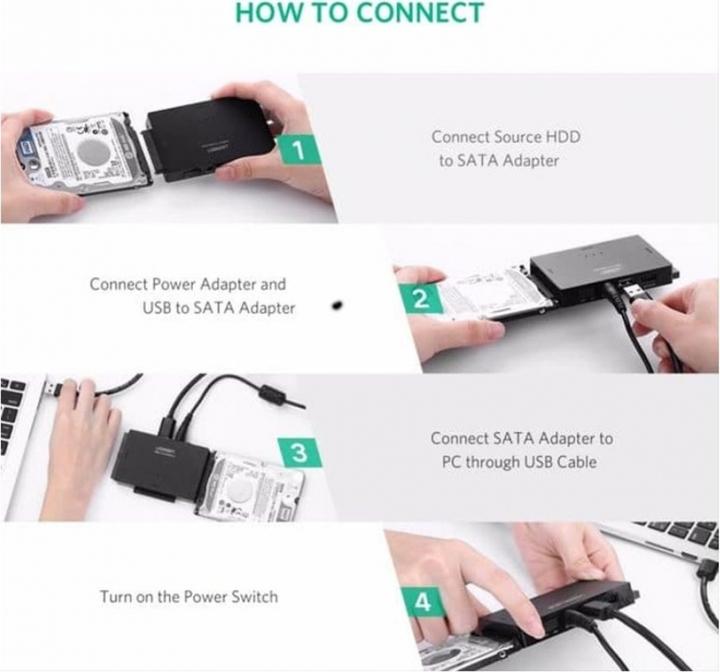 Produktbild Ugreen SATA IDE auf USB 3.0 Adapter für 2.5" 3.5" SATA SSD HDD an USB 3.0 (1 m)