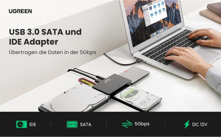 Produktbild Ugreen SATA IDE auf USB 3.0 Adapter für 2.5" 3.5" SATA SSD HDD an USB 3.0 (1 m)