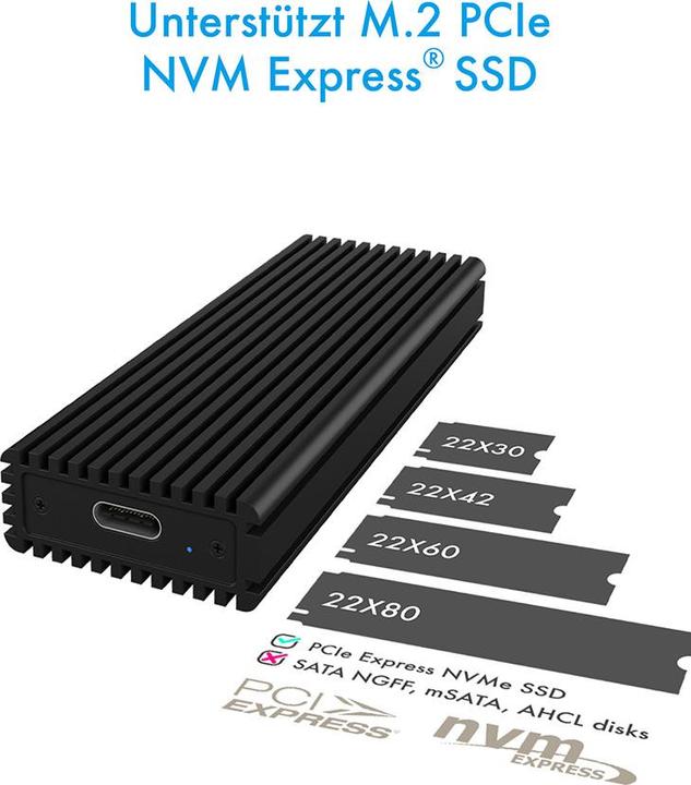 Immagine prodotto Icy Box Est. M.2 Alloggiamento NVMe IB-1816M-C31 (M.2 2280, M.2 2230, M.2 2260, M.2 2242)