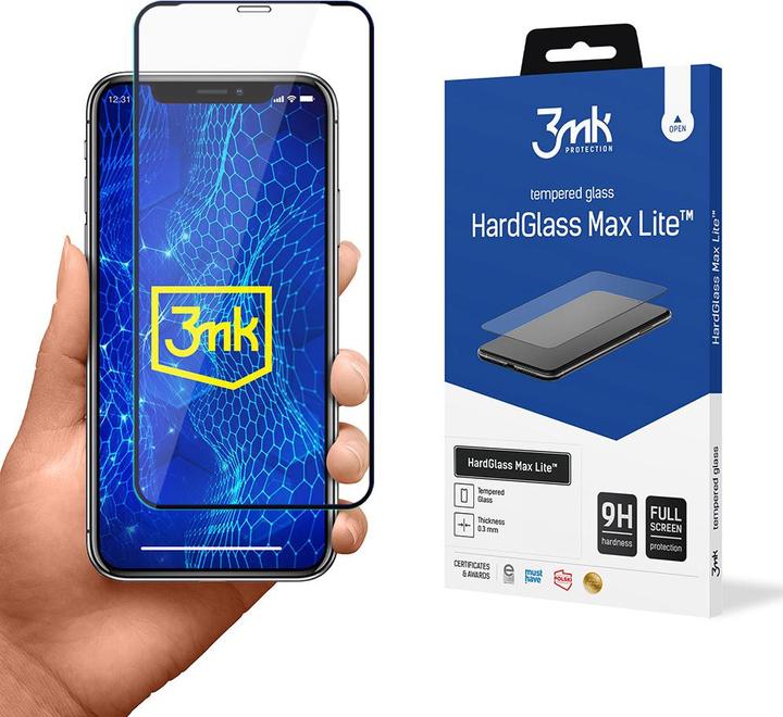 Produktbild 3MK HardGlass Max Lite for iPhone X black frame (1 Stück, Apple iPhone X)